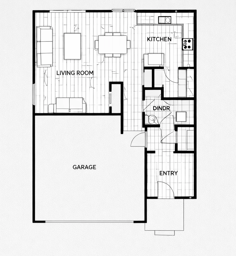 2D Black & White Floor Plan - After
