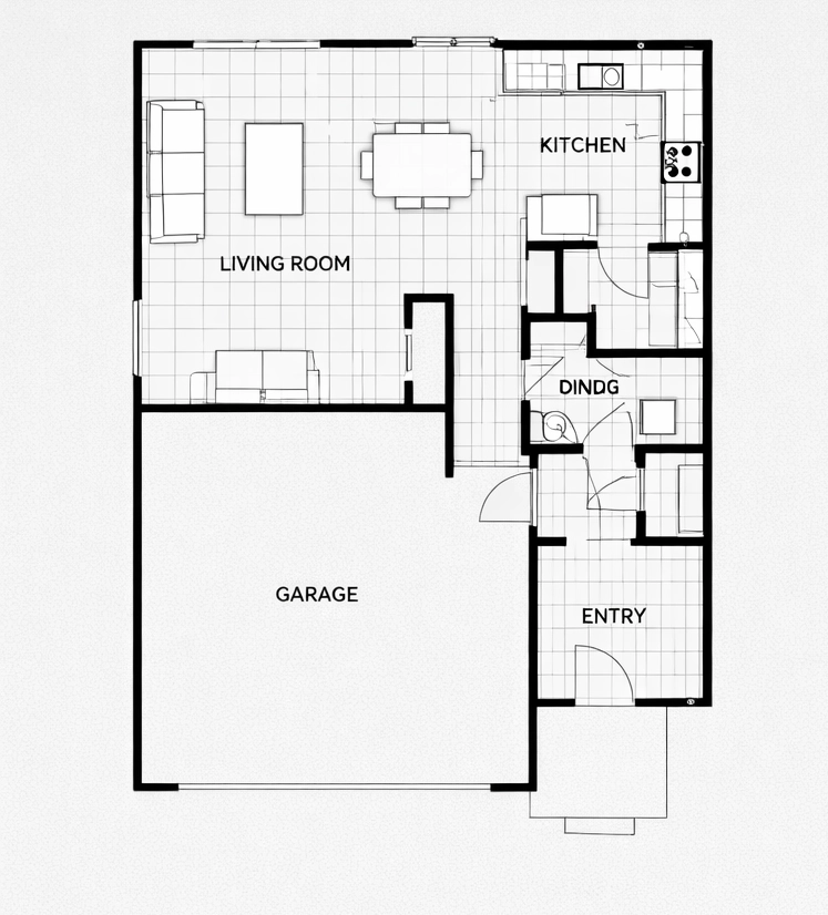 2D Black & White Floor Plan - Before