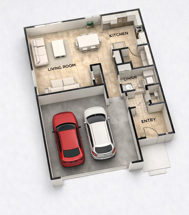 3D Full Color Floor Plan - Before